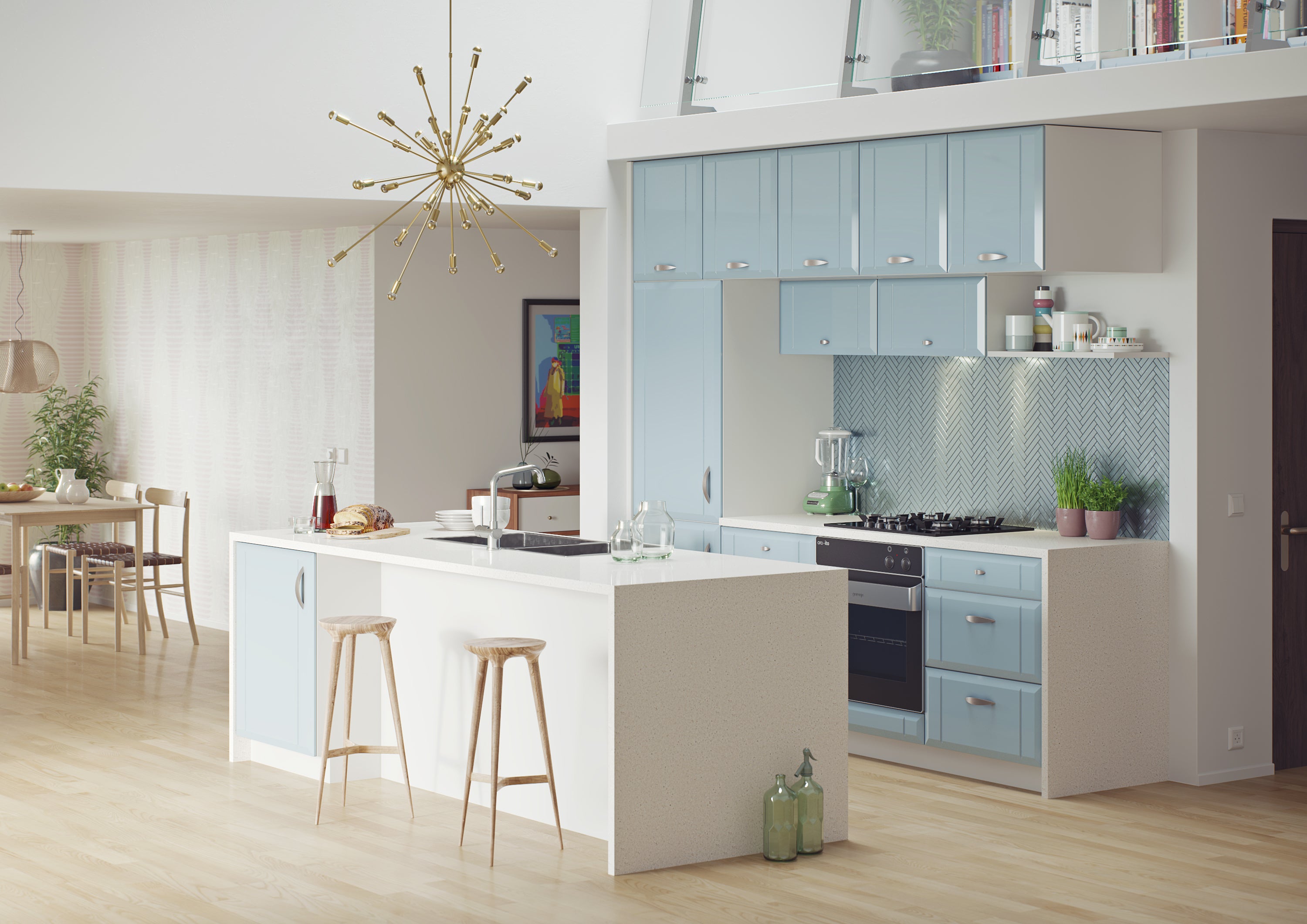 Modern twinline kitchen with dulux colours