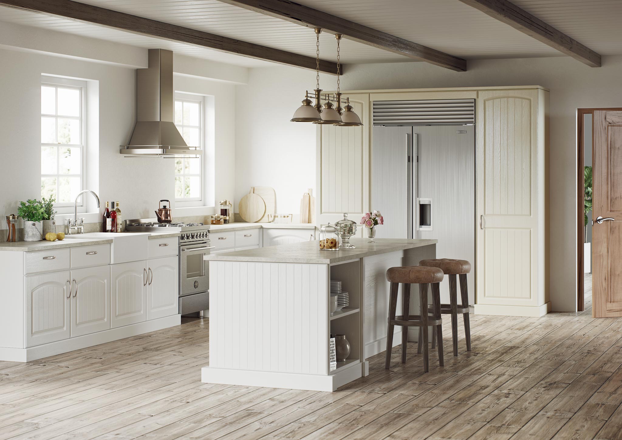 Bespoke kitchen with Cottage style cupboard doors