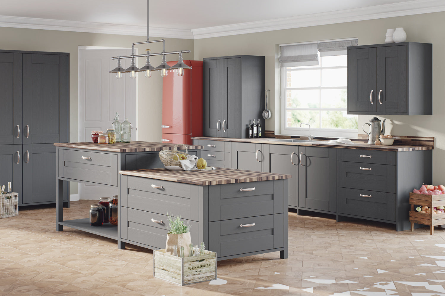 Modern kitchen with classic shaker style doors and drawers