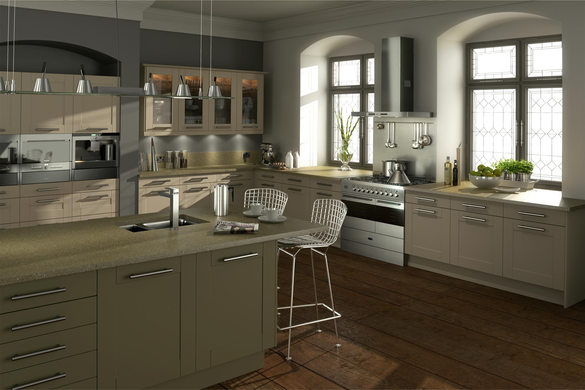 Kitchen with iconic shaker style cupboard doors