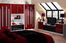 Modern, red made to measure wardrobe 